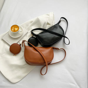 PU Leather Shoulder Bags for Women with Mini Purse