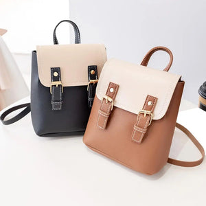 PU Leather Women Small Backpack Splicing Hit Shoulder Bags School Bags