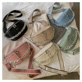 PU Leather Women Waist Bag Chain Fanny Pack Chest Bag Small Shell