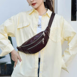PU Leather Waist Bag Chest Bag Crossbody Travel Phone Pouch