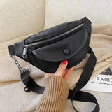 PU Leather Women Waist Pack Hip Fanny Pack Chest Bag Solid Female Belt Purse