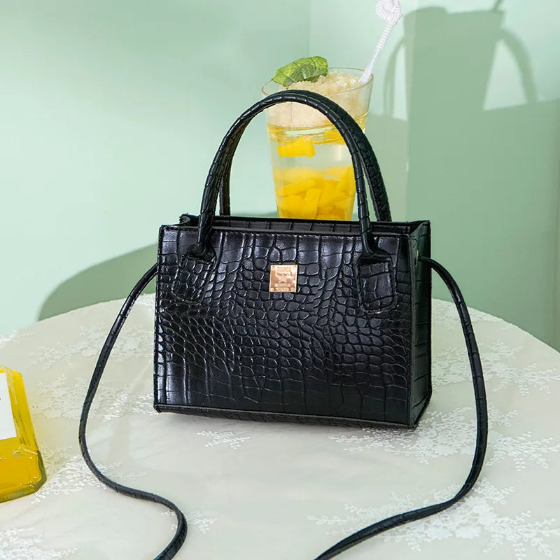 Crocodile Pattern Shoulder Bag Ladies Handbag Small Square Bag