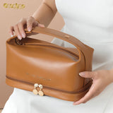 PU Leather Cosmetic Bag Large Capacity Portable Travel Storage