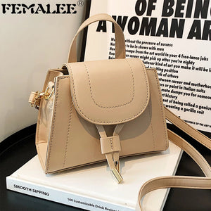 PU Leather Women's Handle Bag Tassel Lock Handbags Small Shoulder Bag