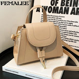 PU Leather Women's Handle Bag Tassel Lock Handbags Small Shoulder Bag