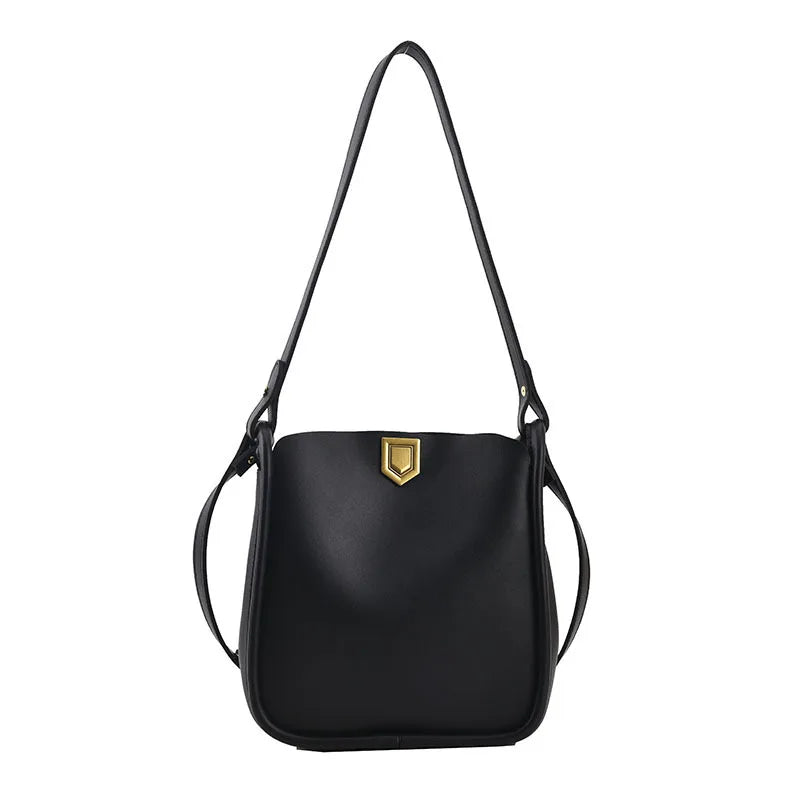 PU Leather Women's Shoulder Bag Casual Tote Solid Shopper Large Capacity Handbag