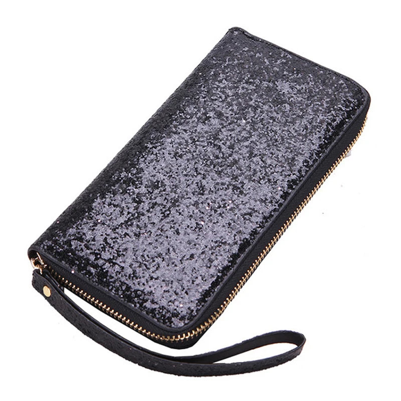 Red Crocodile PU Leather Women's Double Zipper Wallet Clutch Bag