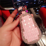 PU Leather Zipper Key Holder Diamond Rabbit Key Bag Case
