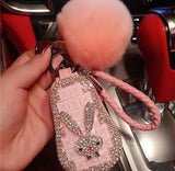 PU Leather Zipper Key Holder Diamond Rabbit Key Bag Case