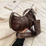Retro Rivet Motorcycle Shoulder Bag