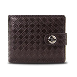 Woven Pattern Leather Men's Short Wallet Multi-Card Wallet Zipper Purse
