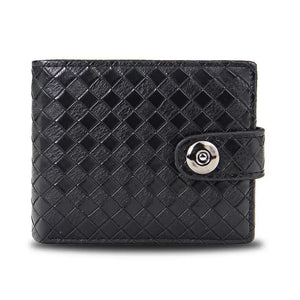 Woven Pattern Leather Men's Short Wallet Multi-Card Wallet Zipper Purse
