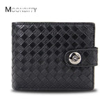Woven Pattern Leather Men's Short Wallet Multi-Card Wallet Zipper Purse