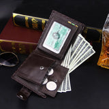 Woven Pattern Leather Men's Short Wallet with Zipper