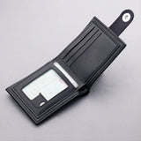 PU Men's Wallet Retro Woven Pattern Leather Short Wallet Multi-Card Zipper Purse
