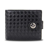 Woven Pattern Leather Men's Short Wallet with Zipper