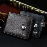 PU Men's Wallet Retro Woven Pattern Leather Men's Short Wallet Multi-Card Wallet