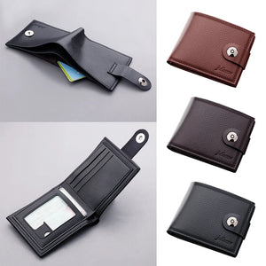 PU Men's Wallet Retro Woven Pattern Leather Short Wallet Multi-Card Zipper Purse