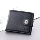 PU Men's Wallet Retro Woven Pattern Leather Short Wallet Multi-Card Zipper Purse