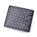 PU Men's Wallet Retro Woven Pattern Leather Short Wallet Zipper Purse