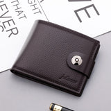PU Men's Wallet Retro Woven Pattern Leather Short Wallet Multi-Card Zipper Purse
