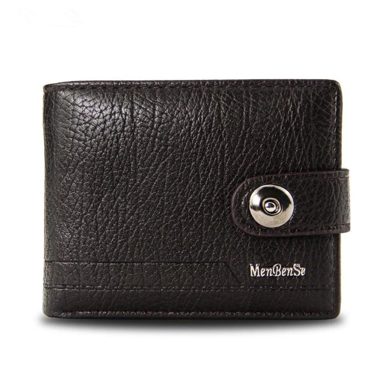 PU Men's Wallet Retro Pattern Leather Short Wallet Multi-Card Zipper Purse