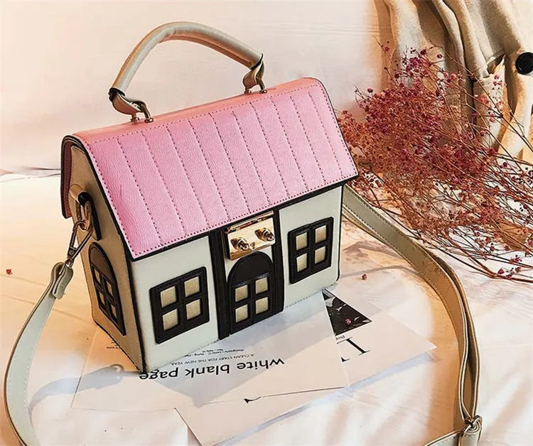 PU Messenger Bag Personality Small House One Shoulder Cross Body Bag
