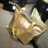 Crocodile Print PU Shoulder Bag Women Large Capacity Handbag Bucket Shopper Bag