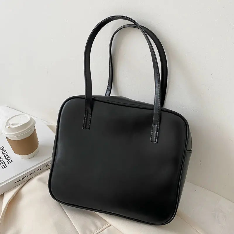Retro PU Soft Shoulder Bag with Zipper Women Handbag