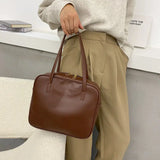 Retro PU Soft Shoulder Bag with Zipper Women Handbag