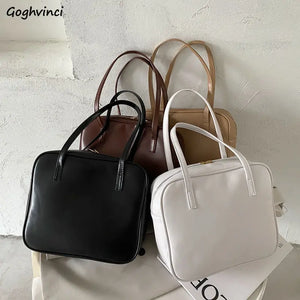 Retro PU Soft Shoulder Bag with Zipper Women Handbag