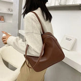 Retro PU Soft Shoulder Bag with Zipper Women Handbag