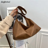 PU Solid Shoulder Bag Women Brief Style Satchel Soft Casual Large Capacity Handb