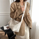 PU Solid Shoulder Bag Women Brief Style Satchel Soft Casual Large Capacity Handb