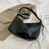 PU Solid Shoulder Bag Women Brief Style Satchel Soft Casual Large Capacity Handb