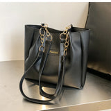 Vintage PU Shoulder Tote Bag for Women with Big Capacity