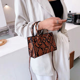 PU Top-Handle Shoulder Bags Retro Animal Print Women Messenger Handbag