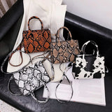 PU Top-Handle Shoulder Bags Retro Animal Print Women Messenger Handbag