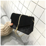 PU Velvet Mini Crossbody Bag Spring Fire Tassels Magnetic Snap Women's Bag