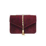 PU Velvet Mini Crossbody Bag Spring Fire Tassels Magnetic Snap Women's Bag