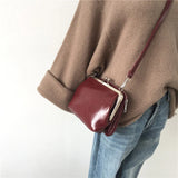PU Women Small Shoulder Bag Clip Clutch Retro Mini Ladies Purse
