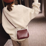 PU Women Small Shoulder Bag Clip Clutch Retro Mini Ladies Purse