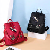 Waterproof Women Backpack Anti-theft Shoulder Bag Embroidery Handbags