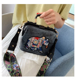 Embroidered Elephant Crossbody Bag for Women