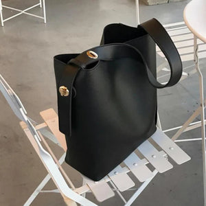 PU Leather Women Shoulder Bag Large Capacity Bucket Bag