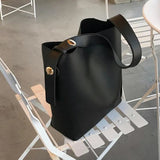 PU Leather Women Shoulder Bag Large Capacity Bucket Bag