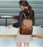 PU Leather Women's Backpack Large Capacity Schoolbag Travel Female Shoulder Bags