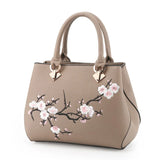 Embroidery Shoulder Bag Sweet Lady Handbag Big Capacity Messenger PU Leather