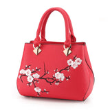Embroidery Shoulder Bag Sweet Lady Handbag Big Capacity Messenger PU Leather