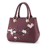 Embroidery Shoulder Bag Sweet Lady Handbag Big Capacity Messenger PU Leather